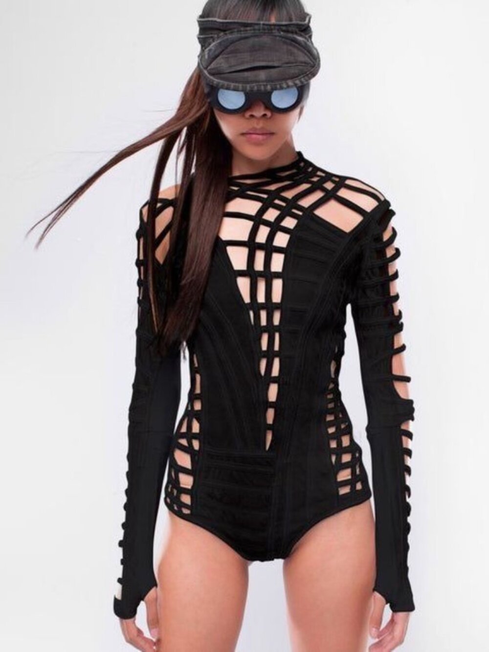 2019, DEMOBAZA, Lightworker Bodysuit in black, Small-Med